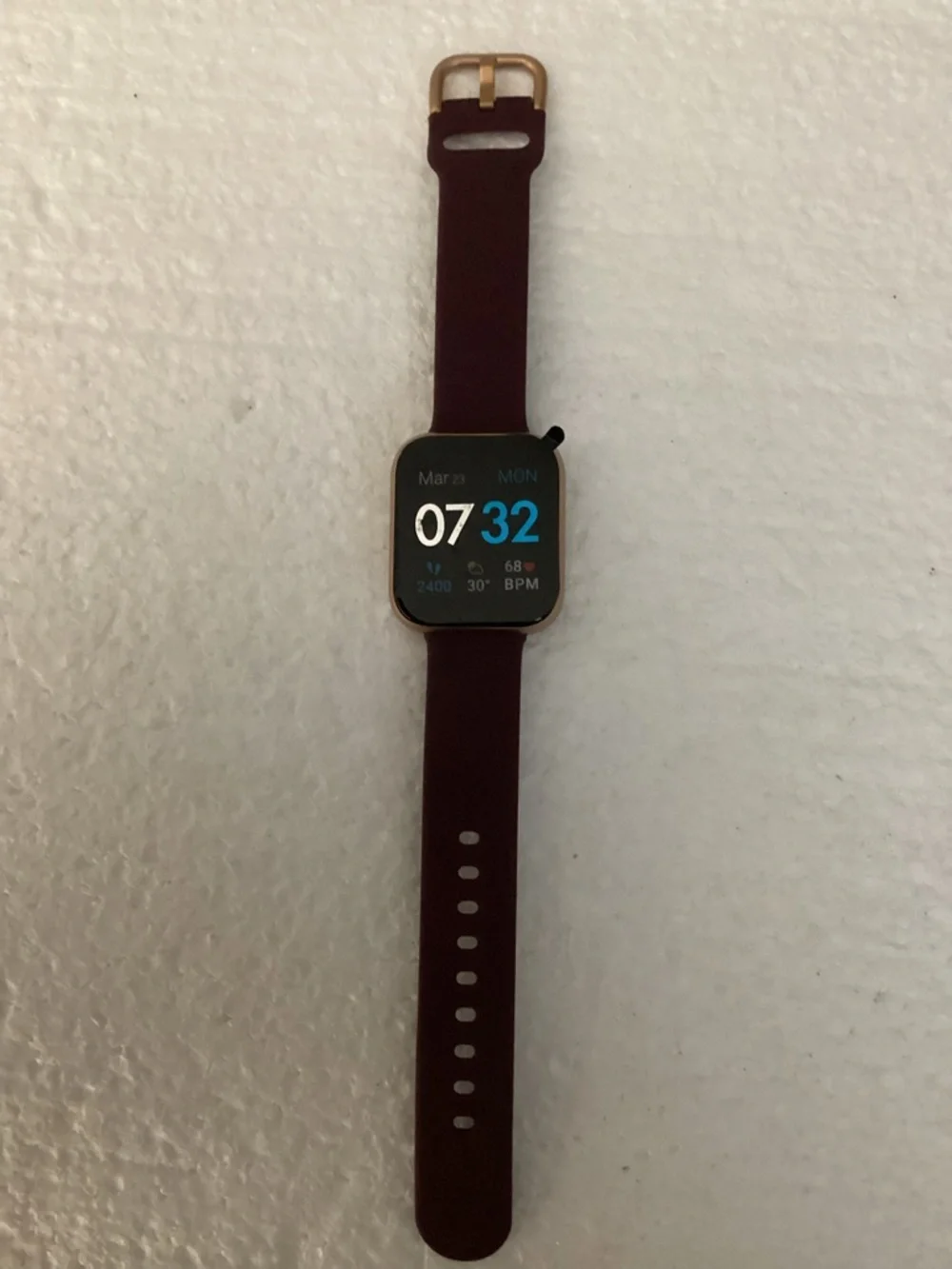 Air 3 Burgundy Silicone Strap Smartwatch with 3 in 1 Wireless Charging Station